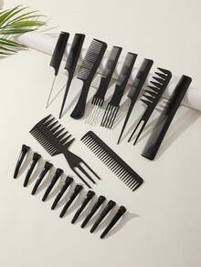 1-Piece Hair Comb Set, Professional Hair Styling Comb Set, With Hair Clips, Suitable For Barbershops And Home Use, Hair Tools, Hair Products And Accessories, A Must-Have For Barbershop Beauty Travel, And A Good Item For Back-To-School Season And Tra - Black - View 1