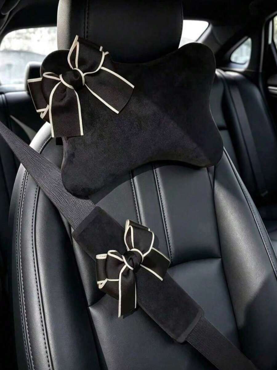 Car Headrest Neck Pillow Bow Car Headrest Neck Protection Car Seat Neck Pillow Suitable For Long-Distance Driving - Multicolor - View 1