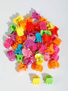 50pcs Colorful Mini Hair Claw Clips, Random Color Small Jaw Barrettes For Women, Cute Daily Hair Accessories - Multicolor - View 4