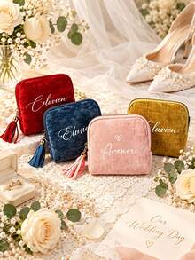 Personalized Jewelry Storage Bag With Tassels, Travel Jewelry Organizer, Customized Bridesmaid Gift, Gift For Mom, Wedding Favor, Birthday Gift For Friends, Jewelry Box - Multicolor - View 7