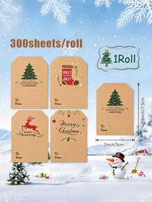 2rolls&1roll Christmas Series Gift Label Sticker Set, Santa Claus & Christmas Tree Print Stickers, Holiday Gift Packaging Stickers, Baking Label Decorative Stickers, Atmosphere Creating Supplies, Suitable For Christmas Party Gift Decoration, Festive Decoration, Birthday Party Gift Packaging Stickers - Multicolor - View 10