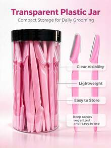 30 Pcs Bottled Set, With Storage Box, Facial Trimmer Blades & Shaver, For Face And Body Hair Removal, A Must-Have Hairdressing Product And Accessory For Barbershop Beauty Travel1/3/6/12/24pcs - Pink - View 6