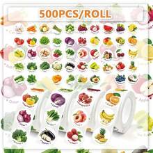 500pcs/Roll Colorful Cartoon Vegetable & Fruit Stickers, Self-Adhesive Decorative Decals, DIY Learning Stickers - M - View 7