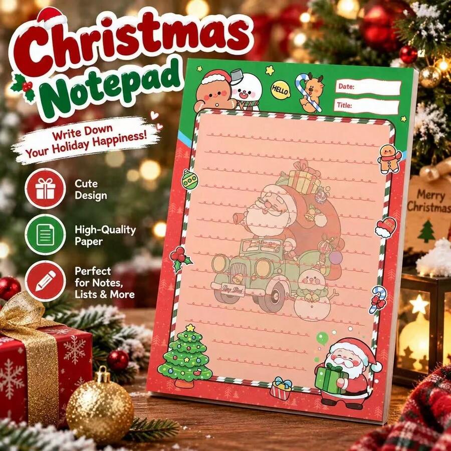 Christmas Highly Attractive Non-Adhesive Tear-Off Sticky Notes, Student Memo Pad, Christmas Holiday Small Gift - A - View 1