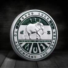 1pc-Lucky Four-Leaf Clover Commemorative Coin Elephant Theme Coin Antique Silver Embossed Commemorative Medal - Multicolor - View 6
