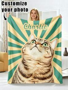 1pc Customized Photo Blanket, Personalized Flannel Blanket With Photo And Text, Office Nap Blanket, Comfortable Blanket, Mother's Day, Father's Day Gift For Parents, Bedding Blanket, Bed Customized Blanket, Customized Text Blanket, Personalized Home Blanket - Multicolor - View 18