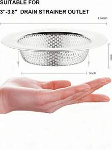 2 Packs Rustproof Stainless Steel Sink Drain Strainers, Fine Perforated Anti-Clog Drain Baskets With Wide Rim, Food Waste Catcher Filters For Kitchen Sink, Bathroom Drain & Utility Sinks - A - View 3