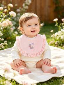 5pcs Floral Pattern 26 Alphabet Baby Ruffle Bibs, Drool Bibs, Princess Pastoral Floral Bibs, Girls Gift - Multicolor - View 3