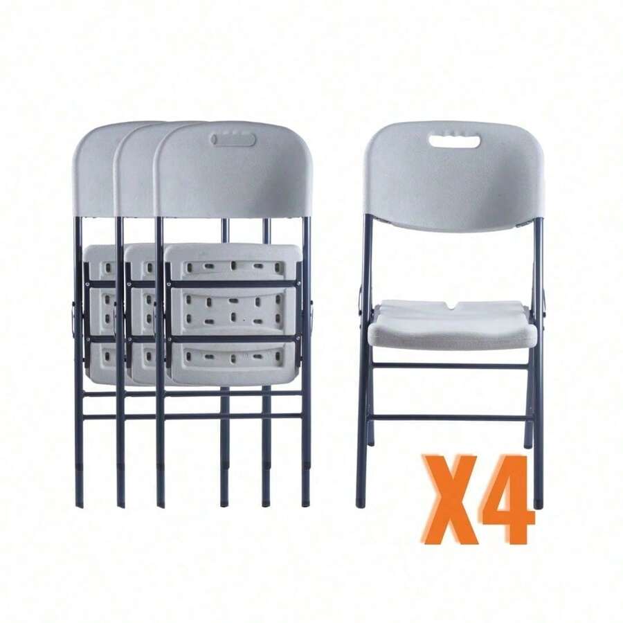 Silla Plegable Blanca Set de 4 - Negro - Ver 1