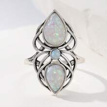 Creative Vintage Bohemian Water Drop Women's Ring, Fashion Jewelry For Holiday Party - Silver - View 4