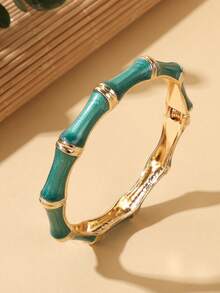 1pc Fashion New Style Gold Plated Enamel Mix Color Bamboo Joint Bracelet Bangle Jewelry For Women And Girls - Bamboo Knot Bracelet - View 10