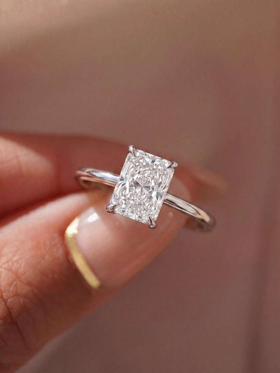 1ct/2ct/5ct Sparkling Rectangular Ring, Engagement Ring/Wedding Ring, Women's Promise Ring/Eternity Ring, Exquisite Jewelry Gift