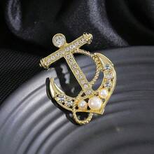 Bros Berbentuk Jangkar Mewah dan Modis, Pin Pengikat Anti-Terbuka, Bros Pakaian Unisex, Aksesori Bros Gaya Bahari Elegan dan Modis - Bros berbentuk jangkar - View 2