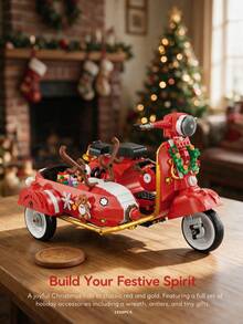 1529PCS Christmas Motorcycle, Santa Sleigh, Christmas Gift - Multicolor - View 1
