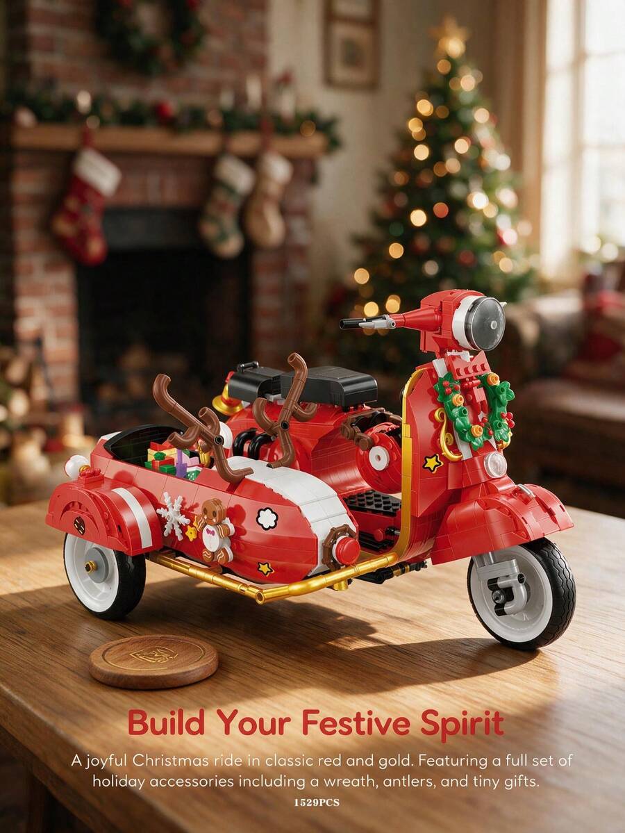 1529PCS Christmas Motorcycle, Santa Sleigh, Christmas Gift - Multicolor - View 1