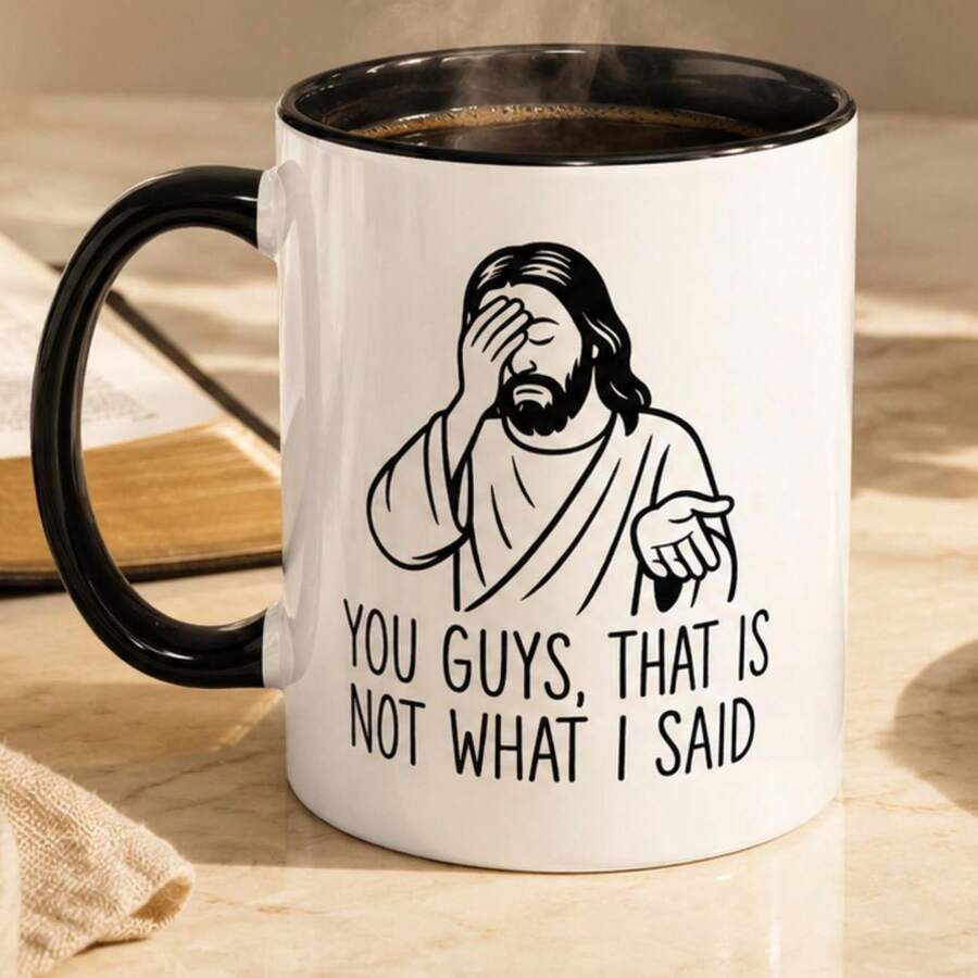 Funny Jesus Facepalm Ceramic Coffee Mug, You Guys That Is Not What I Said Quote Cup, Humorous Religious Novelty Gift For Christians, Birthday Holiday Gift For Faith Friends - Multicolor - View 1
