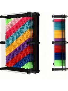 1pc Rainbow 3D Pin Art Toy, DIY Sensory Handprint Pin Board, Perfect Gift, 3D Clone Hand Mold - Rainbow Color, Creative Pin Art & Handmade Craft, Suitable For Artists, Craft Enthusiasts And Young Makers, Unique, Personalized And Fun, Own Your Rainbow Handprint Masterpiece, Pin Color Randomly Shipped - Multicolor - View 6
