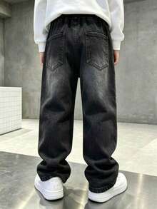 Celana Jeans Denim Musim Semi untuk Anak Laki-laki, Gaya Fesyen Baru - Hitam - View 2