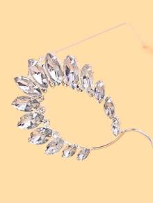 outingfit 1pc Luxury Silver Rhinestone Women's Glasses, Shiny Exaggerated Frame, Fashion Party, Music Festival, Stage, Photo Prop - Silver - View 3
