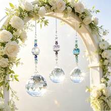 1PC/3PCS Rainbow Suncatcher Hanging Ornaments, Faceted Ball Beaded Pendants For Window, Home, Bedroom, Garden & Boho Decor - Multicolor - View 7