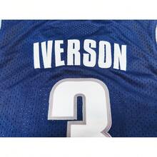 Men's #3 Blue "The Answer" Georgetown Retro Embroidered Basketball Jersey,Streetball Culture Sports Vest - Navy Blue - View 6