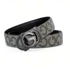 1pc Men's For Women Fashion Embossed Belt With Letter G Automatic Alloy Buckle- Fashionable Accessory For Casual Jeans, Adjustable - DG108 109 110 - View 6
