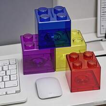 1pc-Transparent Building Block Piggy Bank, Colorful Clear Brick Coin Savings Box, Desktop Ornament, Birthday Christmas Thanksgiving Holiday Gift For Kids - Multicolor - View 11