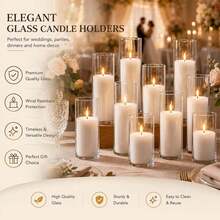 7/9 Pcs High & Straight Cylindrical Open Glass Candle Holders, Transparent Windproof Cylindrical Vases, Wedding Table Centerpieces, Candle Decorations For Christmas, Thanksgiving Banquets, Glass Table Containers To Create Party Atmosphere - View 4