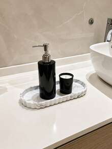 1PC/2PCS Marble Pattern Silicone Vanity Trays, Elegant Decorative Organizer For Perfume, Jewelry, Cosmetics, Soap And Bathroom Essentials - Multicolor - View 4