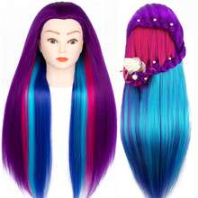 URmeili Synthetic Hair Training Mannequin Head, Cosmetology Practice Doll Head For Braiding Styling Hairdressing, With Free Hair Brush & Hair Ties, Multi-Color Optional - View 3