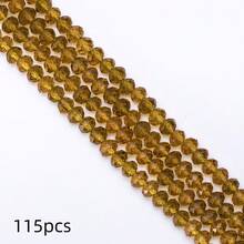 手工珠飾用扁圓玻璃珠 8mm/6mm/4mm (60/80/115顆) 可重複使用散珠 DIY 手作配件，亮面藍綠色 - 中咖 - 查看 13