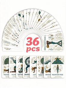 36 Mini Yoga Cards, Yoga Poses Learning Cards, Mindfulness Meditation Flashcards With Positive Affirmations - Birthday Gift For Yoga Lovers, Suitable For Yoga And Yoga Classes - Featuring Fun Cartoon Yoga Poses, Colorful Designs, Including Animal Yoga Illustrations - Multicolor - View 1