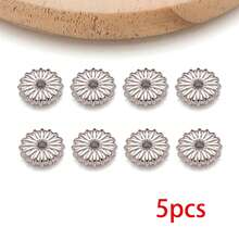 5pcs 18K Gold Plated Wavy Edge Sunflower Spacer Beads Disc Flower Metal Loose Beads Wheel For DIY Bracelet Necklace Jewelry Making - Multicolor - View 9