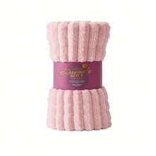 GC Gaveno Cavailia Chunky Ribbed Throw Blanket – Soft Cosy Textured Sofa & Bed Blanket, Washable Polyester Home Décor Throw - Pink - View 5