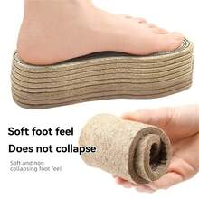 1 Pair Winter Warm Velvet Felt Insoles, Sweat-Absorbent, Breathable, Thickened Shock-Absorbing, No Trimming Required, Cold-Proof - Khaki - View 5