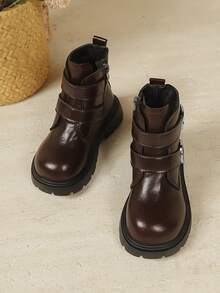 1 Pair Kids Unisex Tassel Boots, Girls Side Zipper Thick Sole Non-Slip Vintage Western Ankle Boots - Brown - View 2