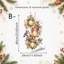 1/4pcChristmas Lantern Window Static Cling, Reusable Glass Static Ornament, Lightweight, For Xmas Indoor Window Decoration, Christmas Floral Lantern With Squirrel Bird Static Window Sticker, Window Decor - Multicolor - View 11