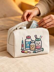 New Cute Nurse Element Pattern Medical Bag - Medicine Bag/Toiletry Bag/Travel Essential, Colorful Design, Suitable For Storing Medicines, Cosmetics And Travel Accessories; Great Gift For Friends And Family, Personal Storage Helper | Fun Design, Portable Zippered Medical/Toiletry Storage Bag, Aviation Standard Cosmetic Bag, Can Store Medicines, First Aid Kit, Etc. (Pattern Randomly Cropped) - Multicolor - View 2