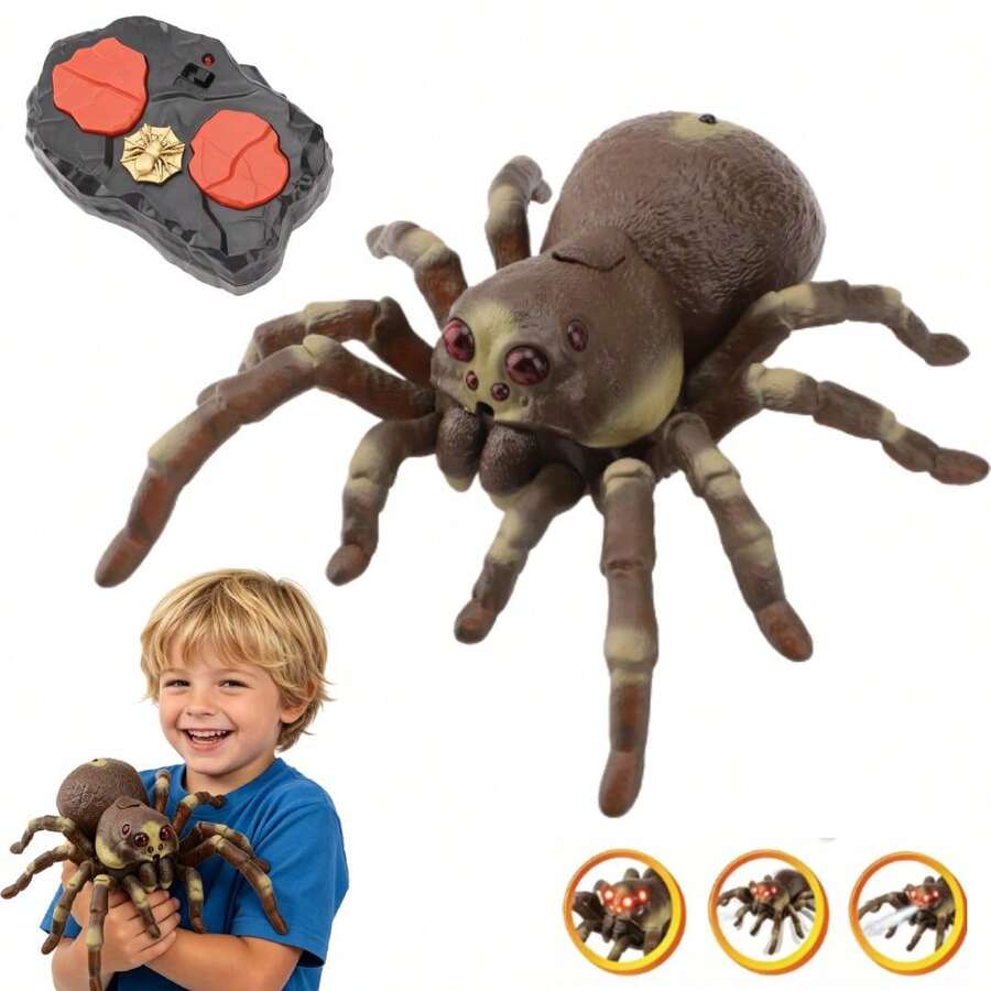 Remote Control Toy Spider With Sprayer, Touch Sensor, LED Lights, And Realistic Movement, Interactive Toy For Kids Ages 6 And Up - Army Green - View 1