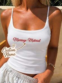Personalized Embroidered Lace Tank Top, Custom Embroidery Modal Tank Bridal Shower Gift, Engagement Gift Bachelorette Party, New Mrs. Tank - Multicolor - View 2