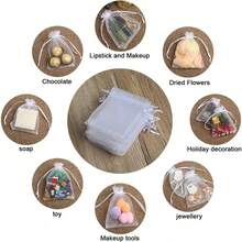 Gift Mesh Bag Jasmine Scented Sachet Gauze Organza Drawstring Anti-Insect Bag, Mesh Bag Handheld Drawstring Pouch Gift Drawstring Transparent Aromatherapy Flower & Herb Packaging Bag Cosmetic Storage Bag, Gift Bag, Candy Cosmetic Gift Jewelry Packaging Bag, Christmas Gift Bag - Multicolor - View 2