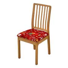 1/2/4/6pcs Christmas Print Small Square Chair Seat Covers, Elastic Removable Washable Chair Covers For Dining Room And Kitchen Chairs - Multicolor - View 32