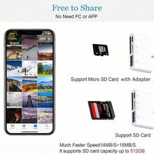 Plug And Play 4-In-1 Card Reader SD/TF Memory Card Reader Adapter Converter Compatible With Phone 18/17 Pro Max/17 Pro/17/Air/16/15/ Series Devices Portable Adapter - White - View 2