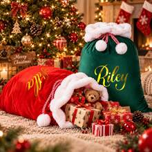 Personalized Santa Claus Bag, Customized Velvet Santa Claus Bag, Christmas Gift Bag, Holiday Gift Bag (Suitable For Adults And Pets), Ideal Gift For Him, Ideal Gift For Her, Boyfriend, Dad, Girlfriend, Mom, Family, Friends, Christmas, Christmas Home Decor, Christmas Decoration, Room Decor, Personalized, Christmas House Decor, Customized Product, Christmas, Baptism Decoration, Christmas Bag - Multicolor - View 12