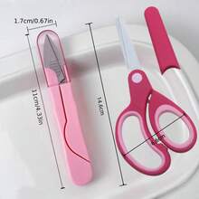 2pcs (1U-Shaped Scissors + 1 Round-Tip Scissors) With Covers, Stainless Steel Blades, Plastic Protective Caps, Portable And Easy Storage Design, Ergonomic Handle, Mainly Used For DIY Craft Cutting, Office Essential, Trimming Thread Ends, Cross-Stitch Thread, Fishing Line, Suitable For Crafting, Sewing, Musical Instrument Accessories Processing, Ramadan, Christmas, Halloween Gift Choice - 2-piece Set (1 U-shaped Thread Snip + 1 Round-tip Scissors) - View 5