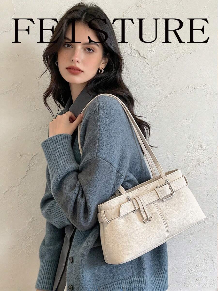 FEISTURE 1件裝時尚女款腋下肩背包，附肩帶裝飾，適合日常外出、約會、通勤
