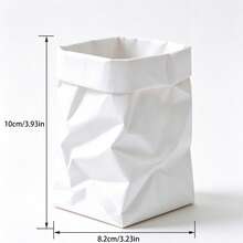 Creative 3D Printed Realistic Crumpled Paper Bag Pen Holder, Minimalist INS Style Desktop Stationery Organizer, Vanity Makeup Brush Storage Box, High-Value Artistic Desk Decor, Small Cosmetic Organizer Container, Nordic Style Desktop Decoration Storage Cup - View 4