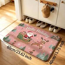 1pc Christmas Santa Claus & Reindeer Print Floor Mat, Non-Slip Durable, Easy To Clean, Multiple Sizes Available, Suitable For Entryway, Hallway, Bedroom, Bathroom, Living Room, Corridor, Balcony, Holiday Decoration Mat - Multicolor - View 14