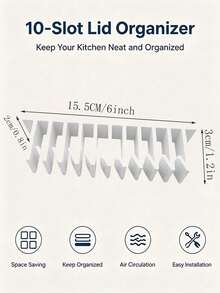 Lid Loft Lid Organizer, Slot Lid Organizer, 5/10-Slot LidLoft Hanging Organizer In Cabinet, Keeps Food-Container Lids Upright, Separated, And Easy To Grab - Without Taking Over Your Cabinet - Regular Model - View 3
