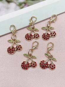 5PCS Golden Lovely Red Cherry Strawberries Decorative Shoelace Clip DIY Pendant Decorations Cherry Shoe Lace Charms Xmas Tree Shoe Buckles Accessories - Multicolor - View 14